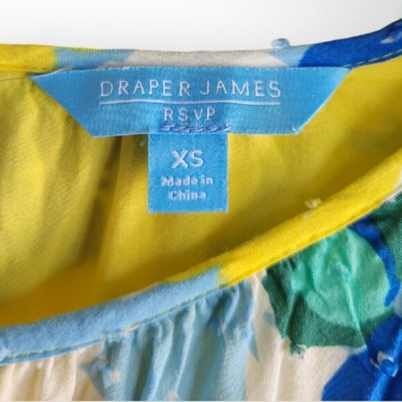 XS Draper James Clip-Dot Tiered Maxi Dress in Yellow/Blue - Picture 7 of 10